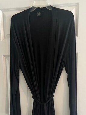 Calvin Klein Lightweight Robe Women M/L Black Lounge Sleepwear with belt tie